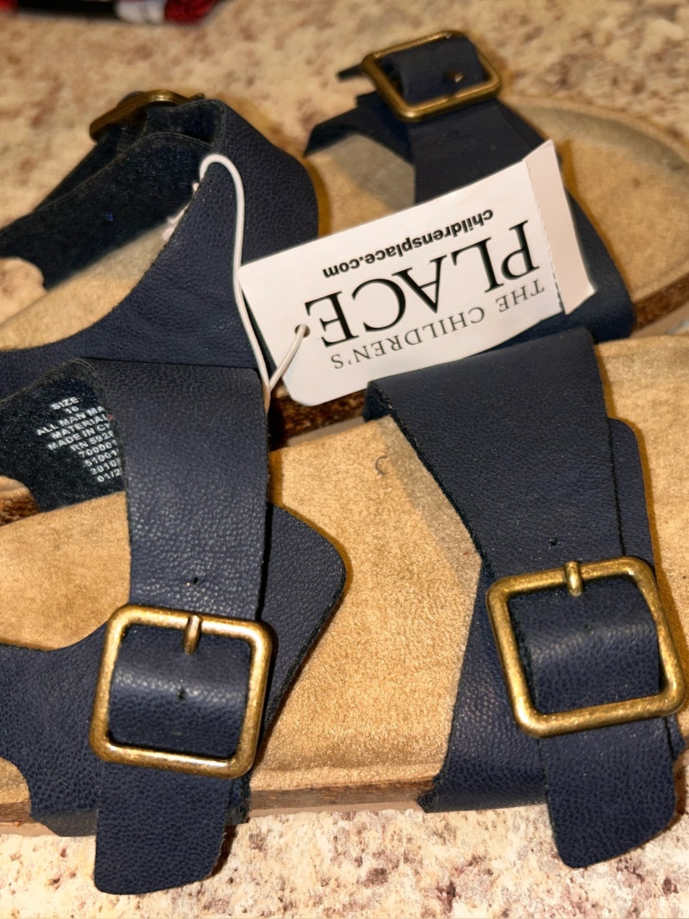 The Children's Place Navy Girls' Double Buckle Sandals - Picture 2 of 3